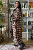 Nora Brushed Cotton Gingham Frock Coat Coffee Bean